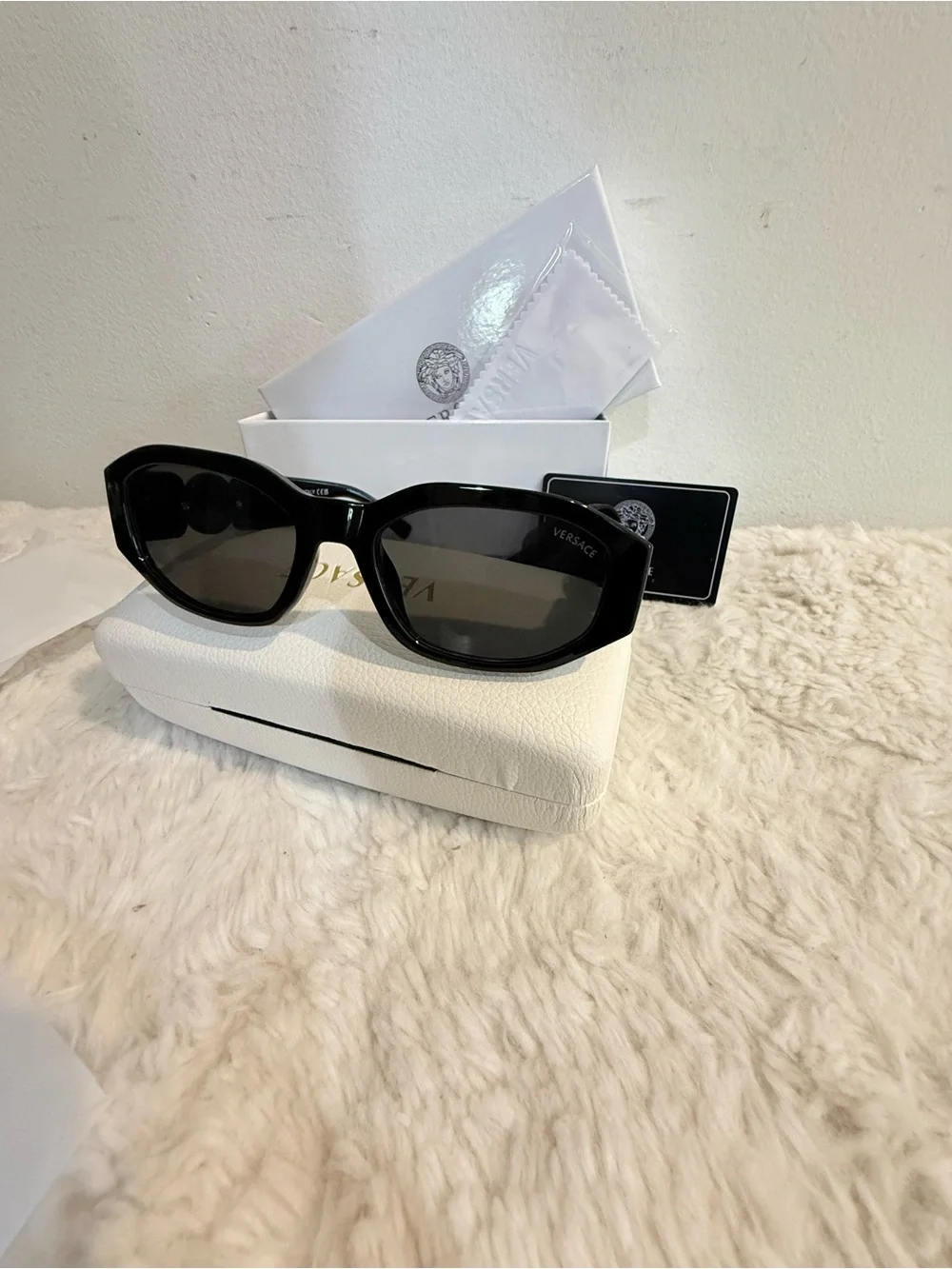 Versace Black Sunglasses with Gold Medallion Detail